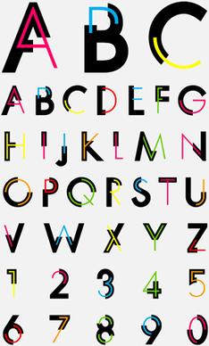 number and alphabet creative design vectors
