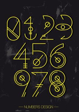 numbers background artistic signs decor yellow design