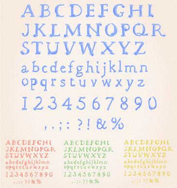 numeric with alphabet watercolor vector