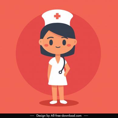nurse profession design elements cute flat cartoon character  