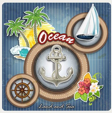 ocean sail elements background vector