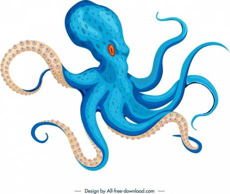 octopus icon blue 3d design