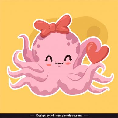 octopus icon love heart sketch cute cartoon character