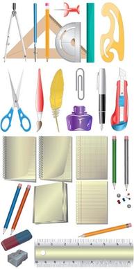 stationery icons colored modern design