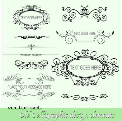 old calligraphic design elements vector set