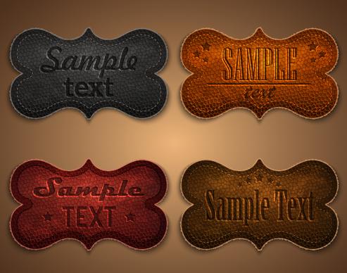 old leather labels design vector graphics