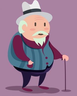 old man drawing colored cartoon design