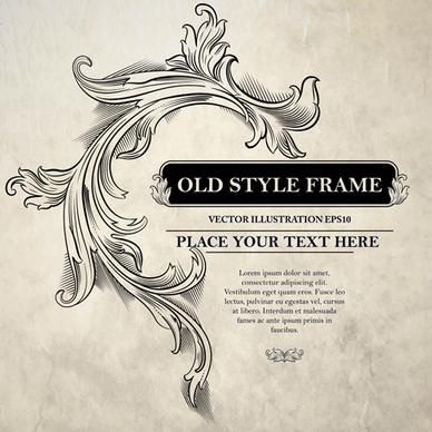 old style frame ornament vector