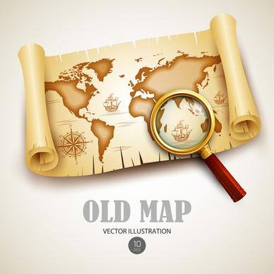 old treasure map vector design graphics
