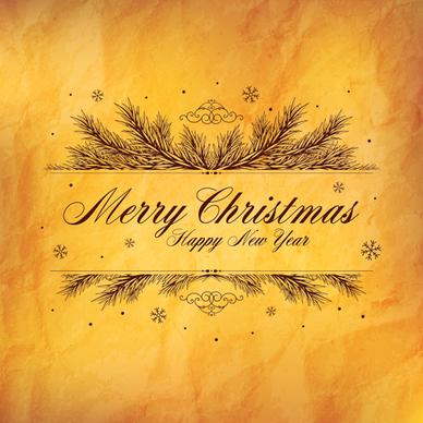 old yellow paper christmas with new year background