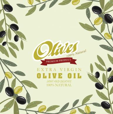 olive oil advertisement fruits icons decoration retro design