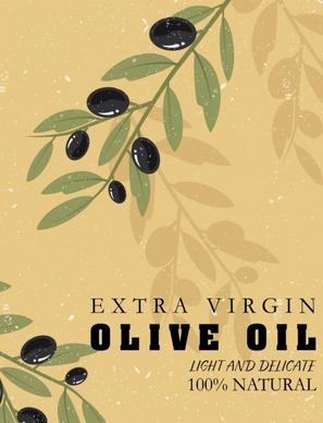 olive oil advertising fruit icon dark retro design