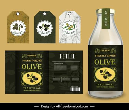 olive oil label templates elegant flat decor
