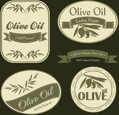olive oil vintage labels vector