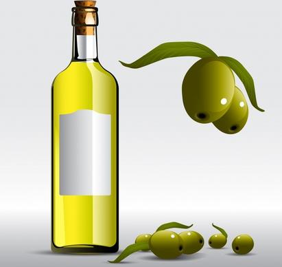 olive oil advertising background bottle fruit icons decor