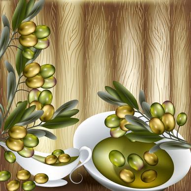 olives and olive oil vector