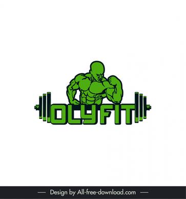 olyfit logo template handdrawn muscle athlete weight sketch