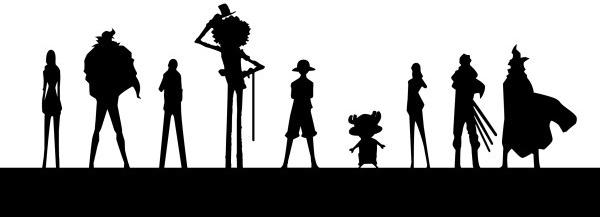 one piece character silhouettes vector