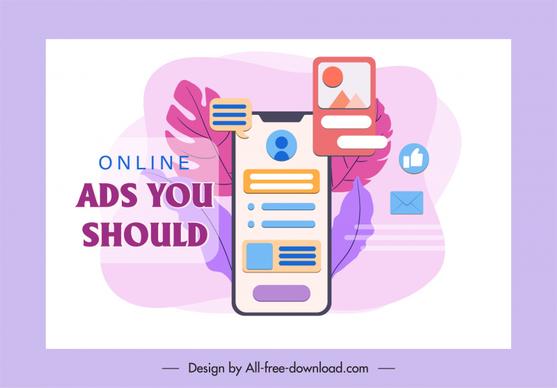 online advertising banner smartphone digital communication elements sketch