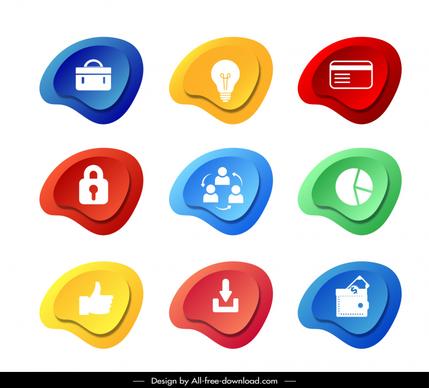 online advertising icons colorful flat symbols deformed shapes isolation