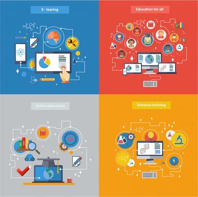 online education concepts illustration with colorful infographic style