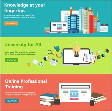 online education web design templates with horizontal style