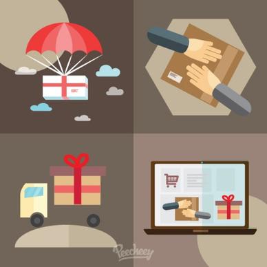 online shopping and delivery concept illutration