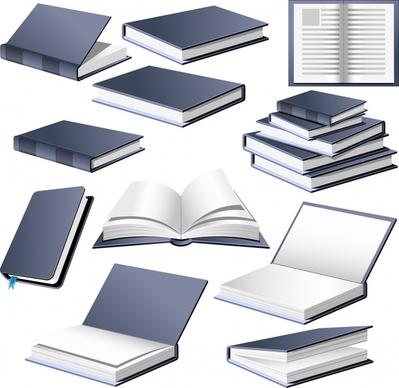 book icons 3d design grey white decor