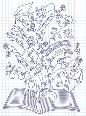 knowledge background open book education elements handdrawn design