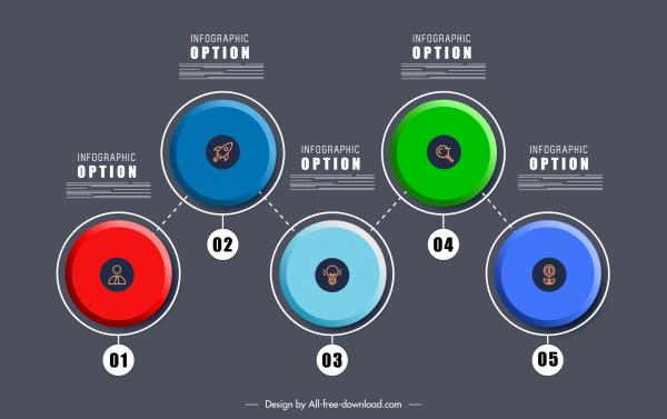 option infographic template colorful symmetric flat rounds sketch