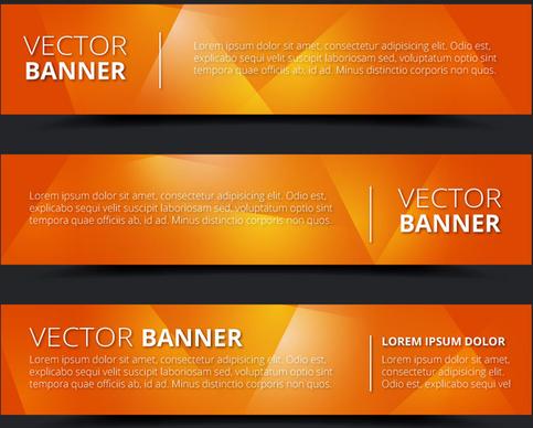 orange background horizontal banner vector sets