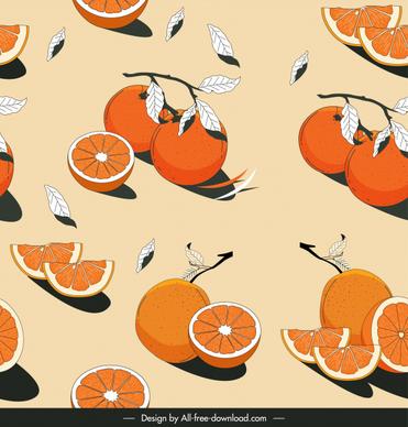 orange fruits pattern classical handdrawn design