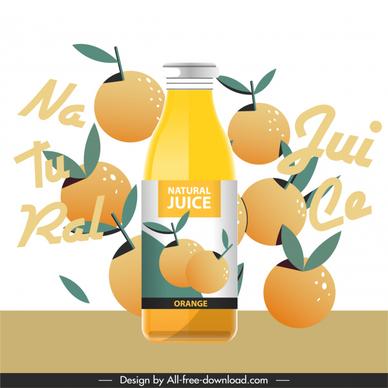 orange juice advertising banner dynamic flat texts fruits