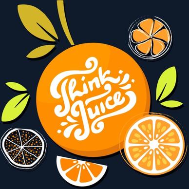 orange juice advertising flat classical colored design