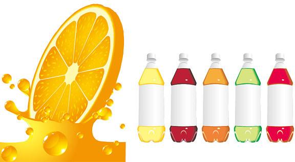orange juice and beverage bottle vector