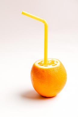 orange juice backdrop cut fruit straw realistic