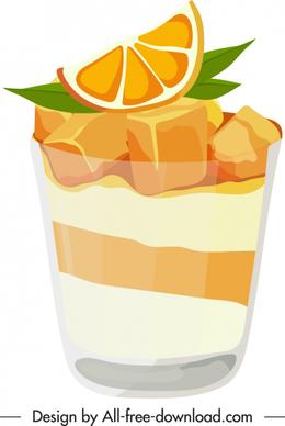 orange juice icon bright colored classic 3d sketch