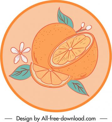 orange label template handdrawn slices sketch retro design
