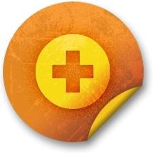 Orange sticker badges 038