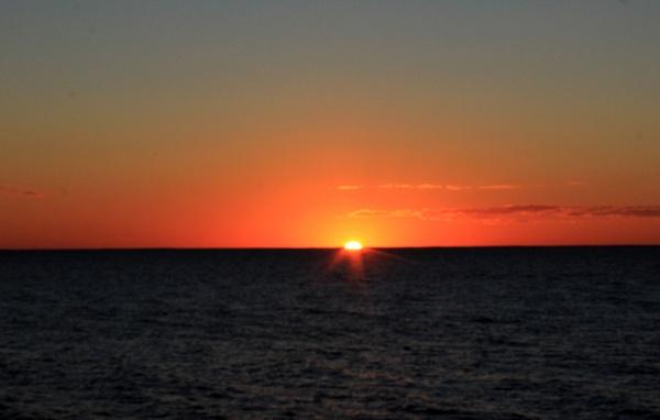 orange sunset at washington island wisconsin