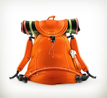 orange travel backpack vector