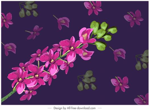 orchid flora painting colored classic blurred decor