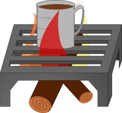Oreomasta Coffee Cup Over Fire Grate clip art