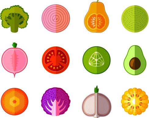 organic food icons illustration with surface cut style