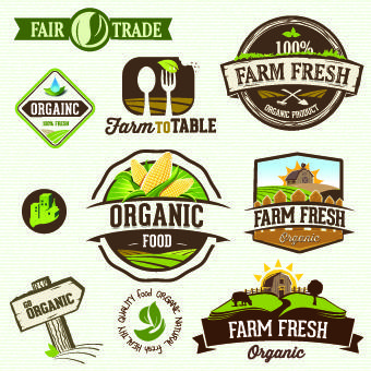 organic food logos and labels vector