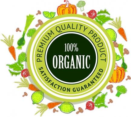 organic food promotion background circle stamp decor