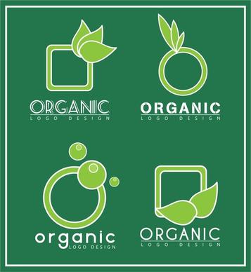 organic logo sets various shapes in green