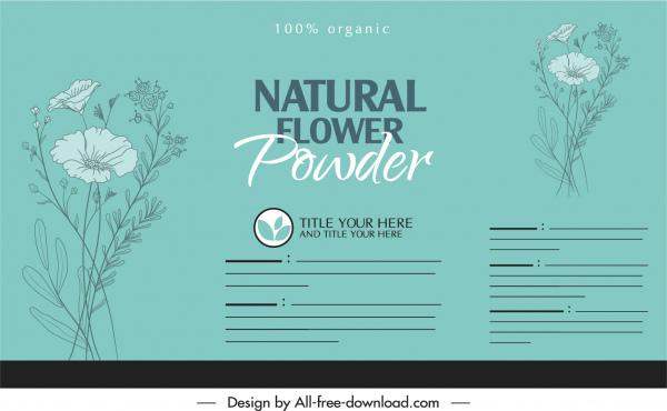 organic product label template classical floral sketch