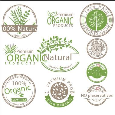 organic product labels vector set