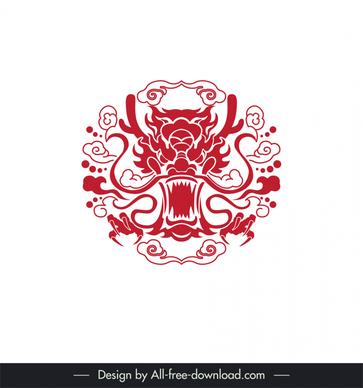 oriental dragon tattoo template symmetric flat classical frightening design 